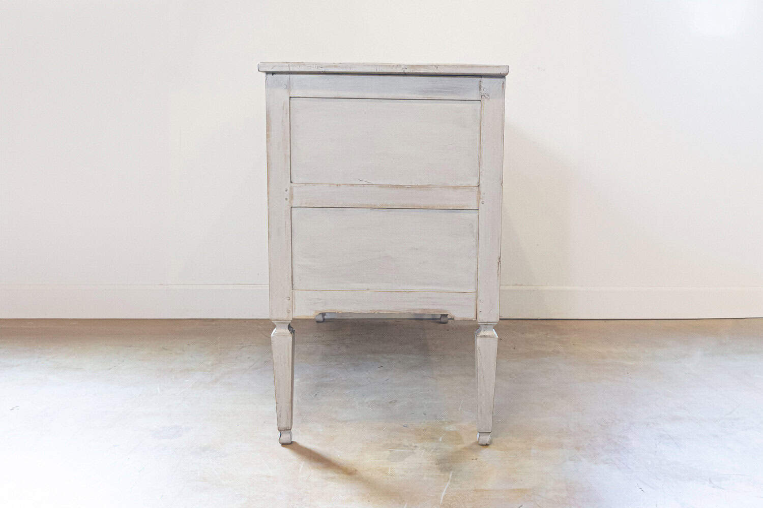 French Louis XVI 18th Century Painted Two-Drawer Commode with Fluted Accents - JAA