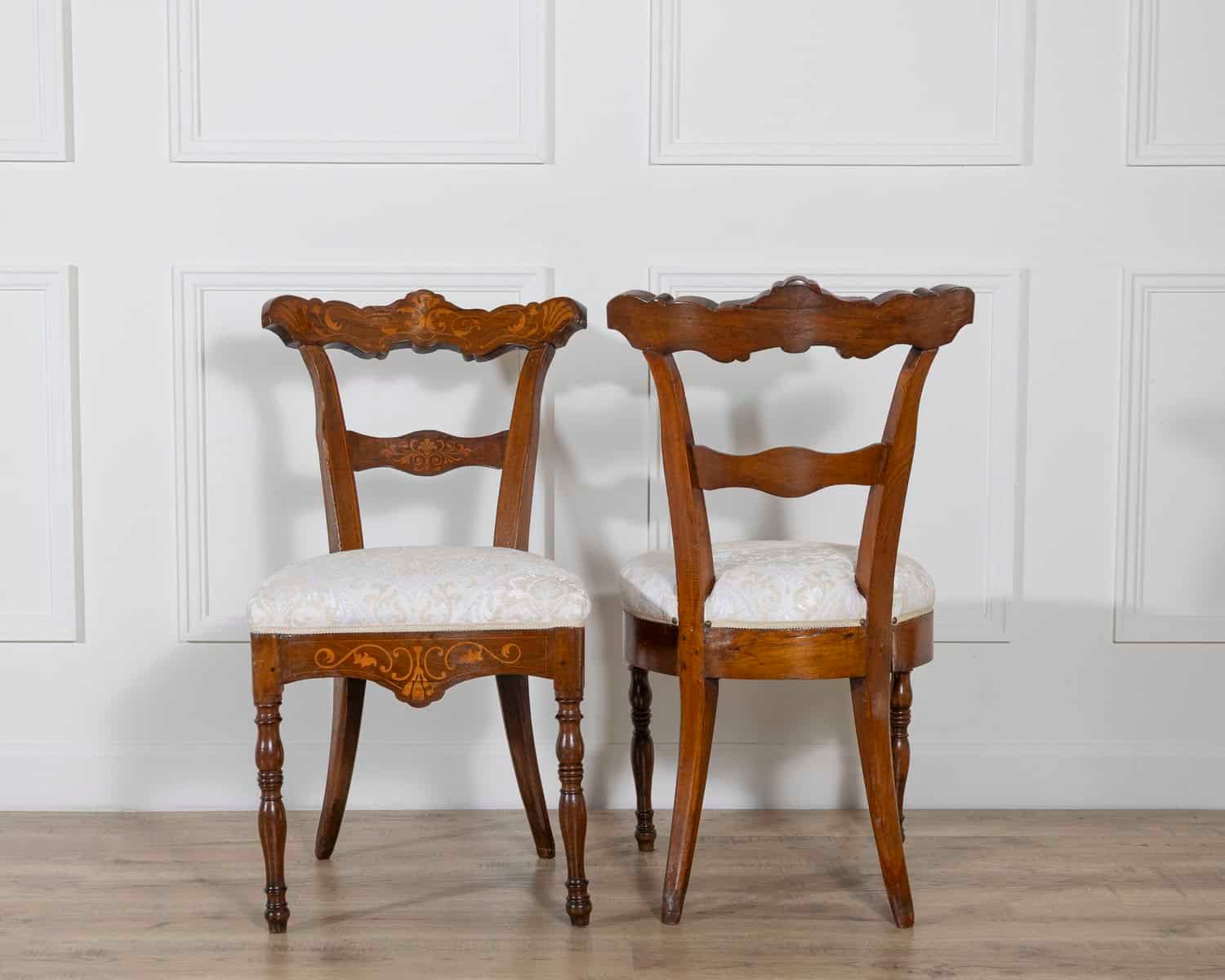 Set of Four Early 19th-Century Charles X Inlaid Chairs - JAA