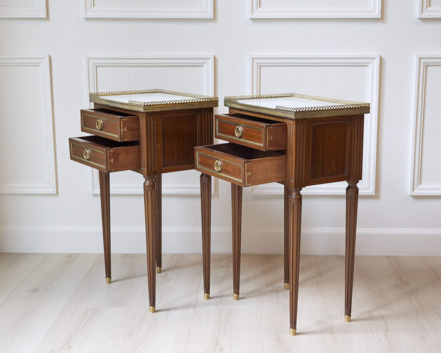 Pair Of Louis XVI Style Bedside Tables - JAA