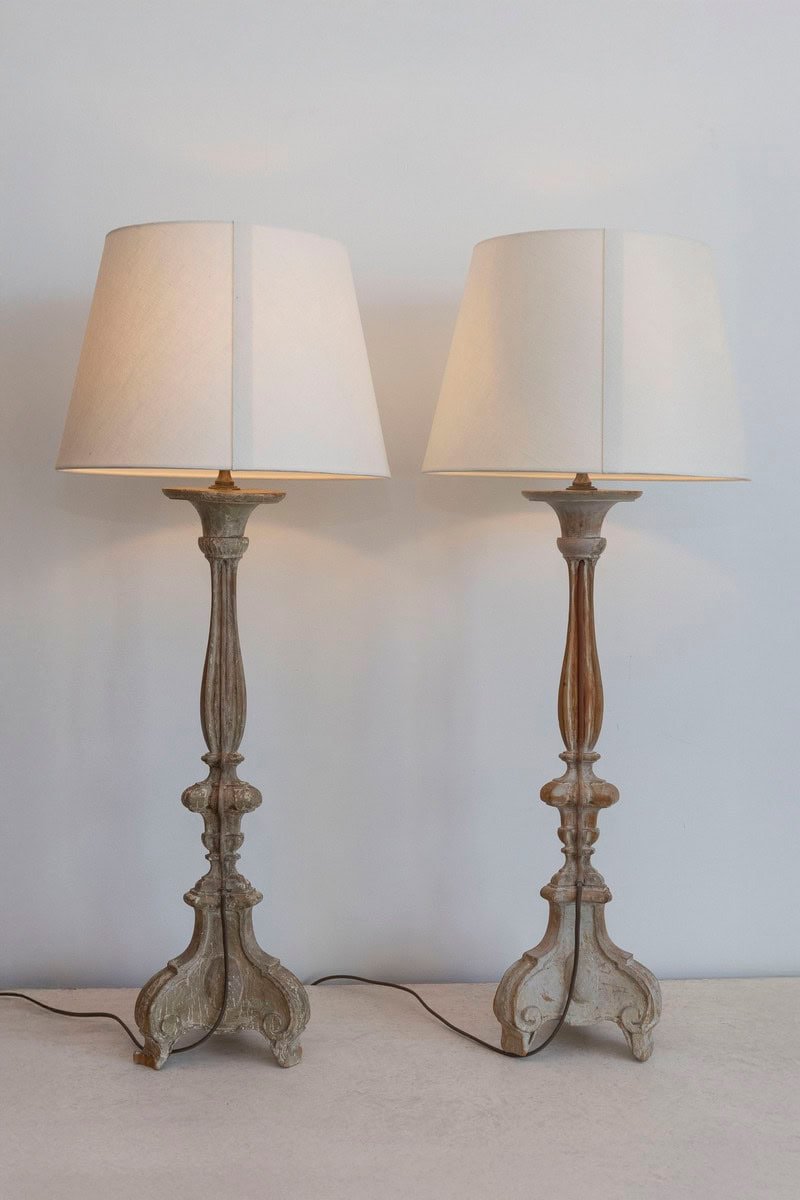 Pair of Lamps - 18th Century French Candlesticks - JAA