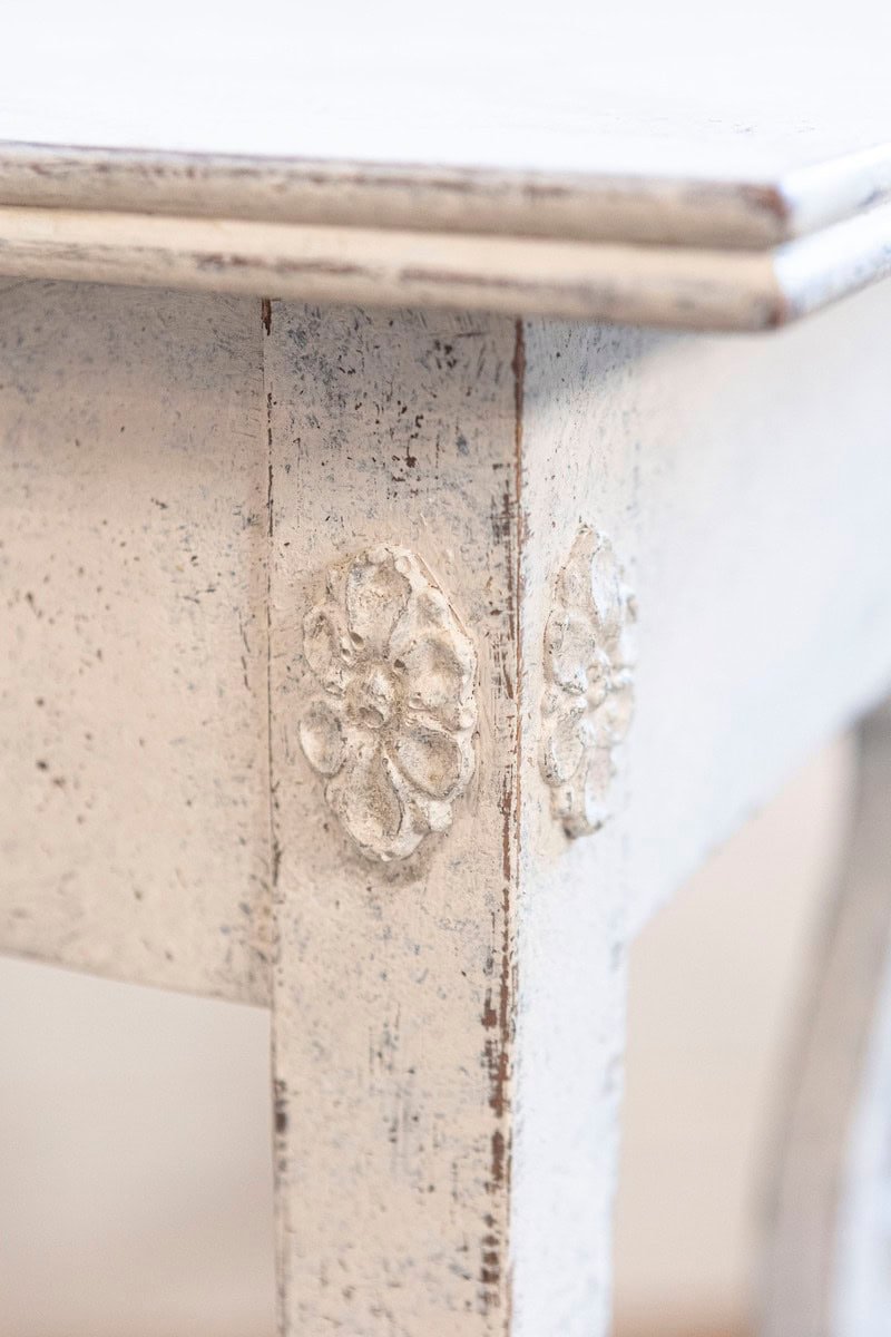 Swedish Neoclassical Style Painted Hall Table with Lyre Motifs and Lion Feet - JAA