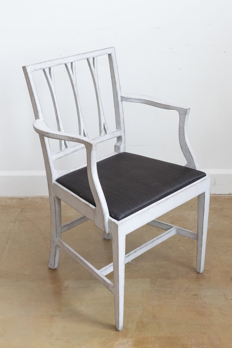 Pair of Swedish 1910s Painted Wood Armchairs with Carved Splats and Stretchers - JAA