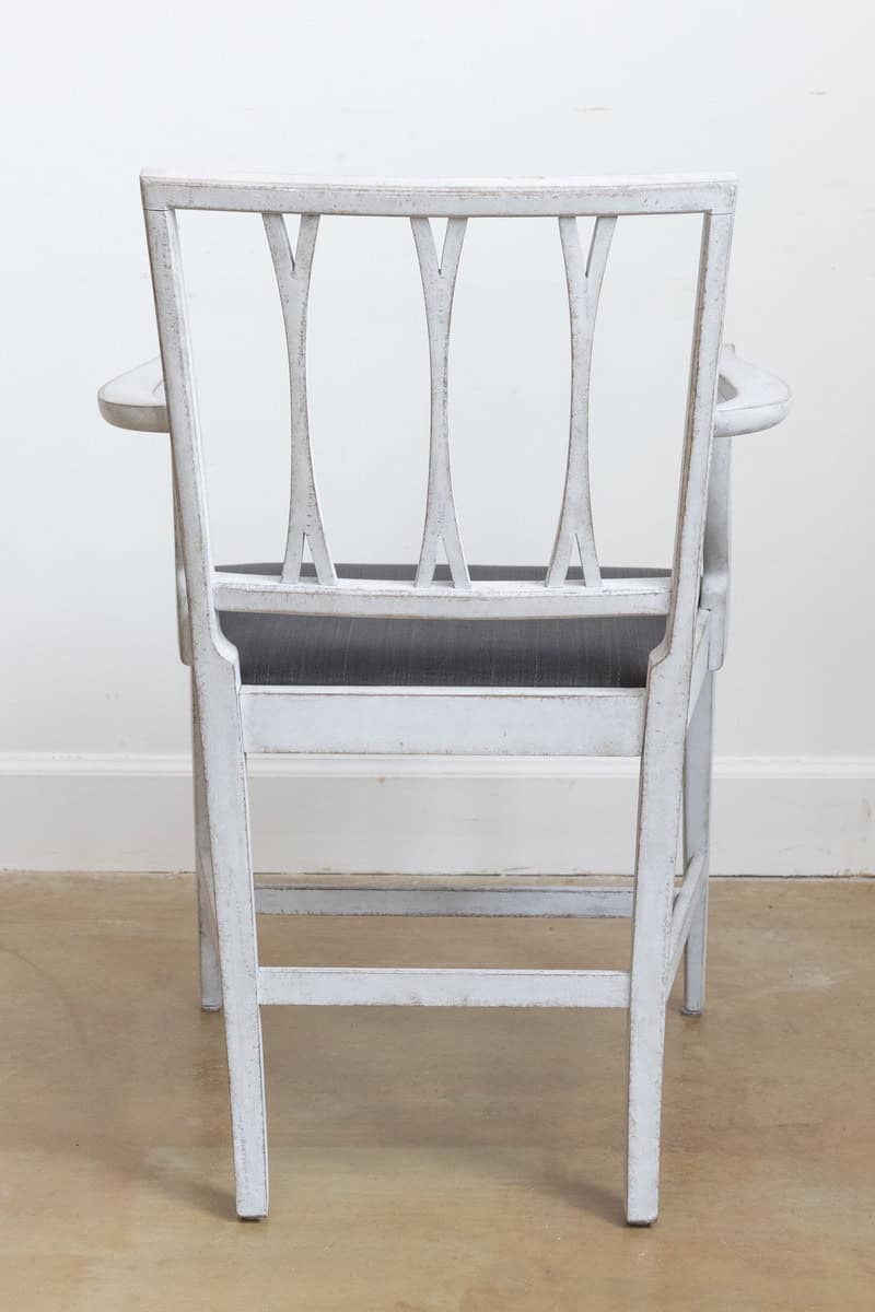 Pair of Swedish 1910s Painted Wood Armchairs with Carved Splats and Stretchers - JAA