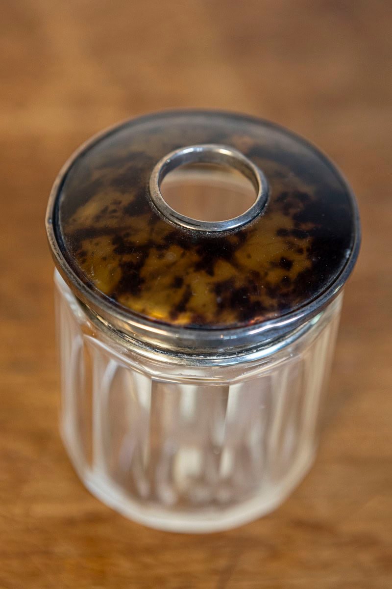 English Edwardian Period Crystal Toiletry Bottle with Silver Accents, circa 1905 - JAA