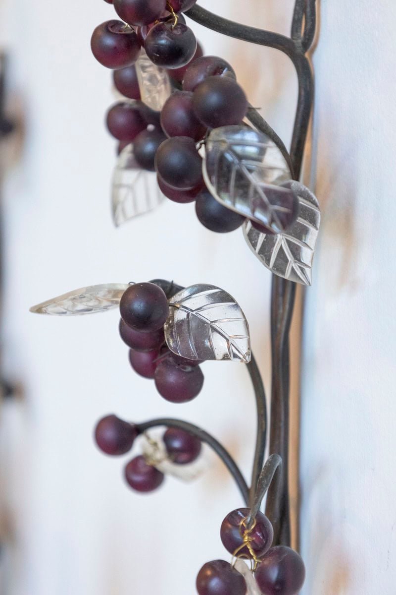 Pair of 19th Century French Grape and Crystal Wall Sconces - JAA