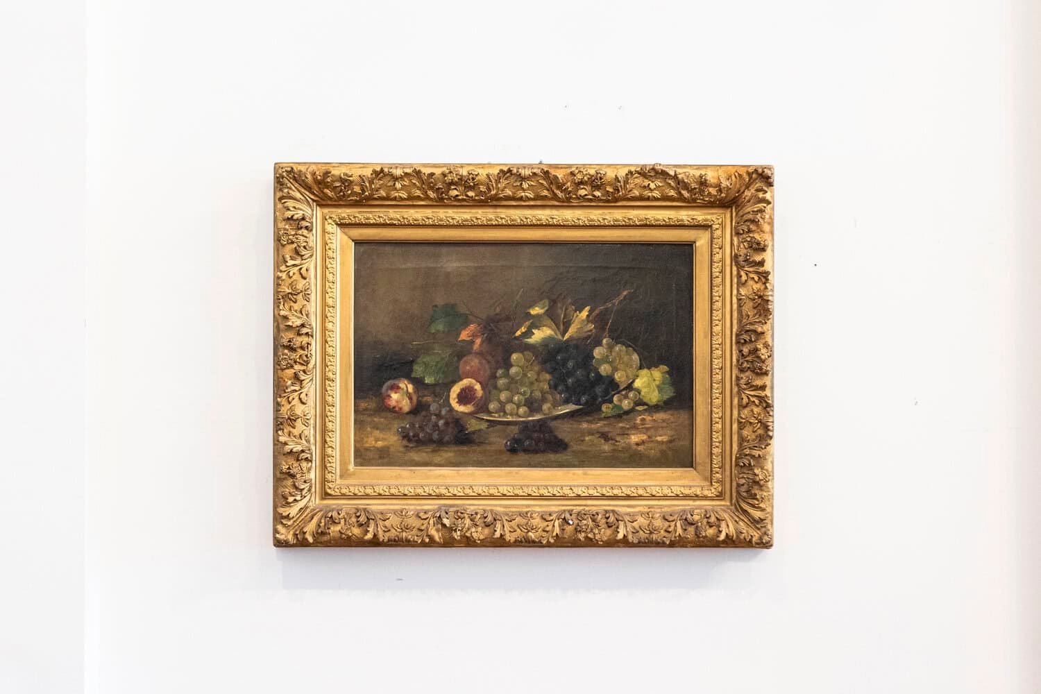 French Giltwood Framed 19th Century Oil on Canvas Painting Depicting Fruits - JAA