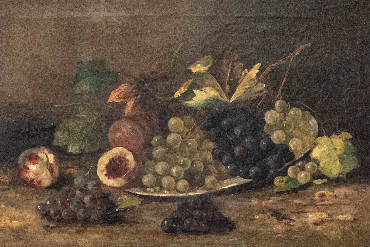 French Giltwood Framed 19th Century Oil on Canvas Painting Depicting Fruits - JAA