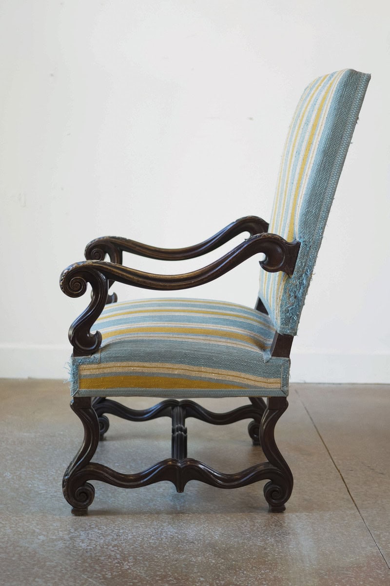 Louis XIII Style 19th Century French Os de Mouton Walnut Armchairs, a Pair - JAA