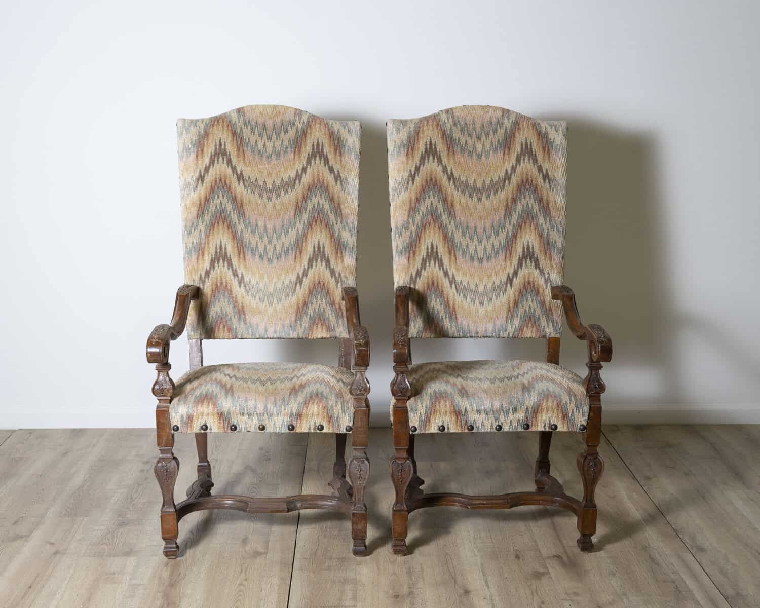 Pair of 18th Century Italian Walnut Arm Chairs - JAA