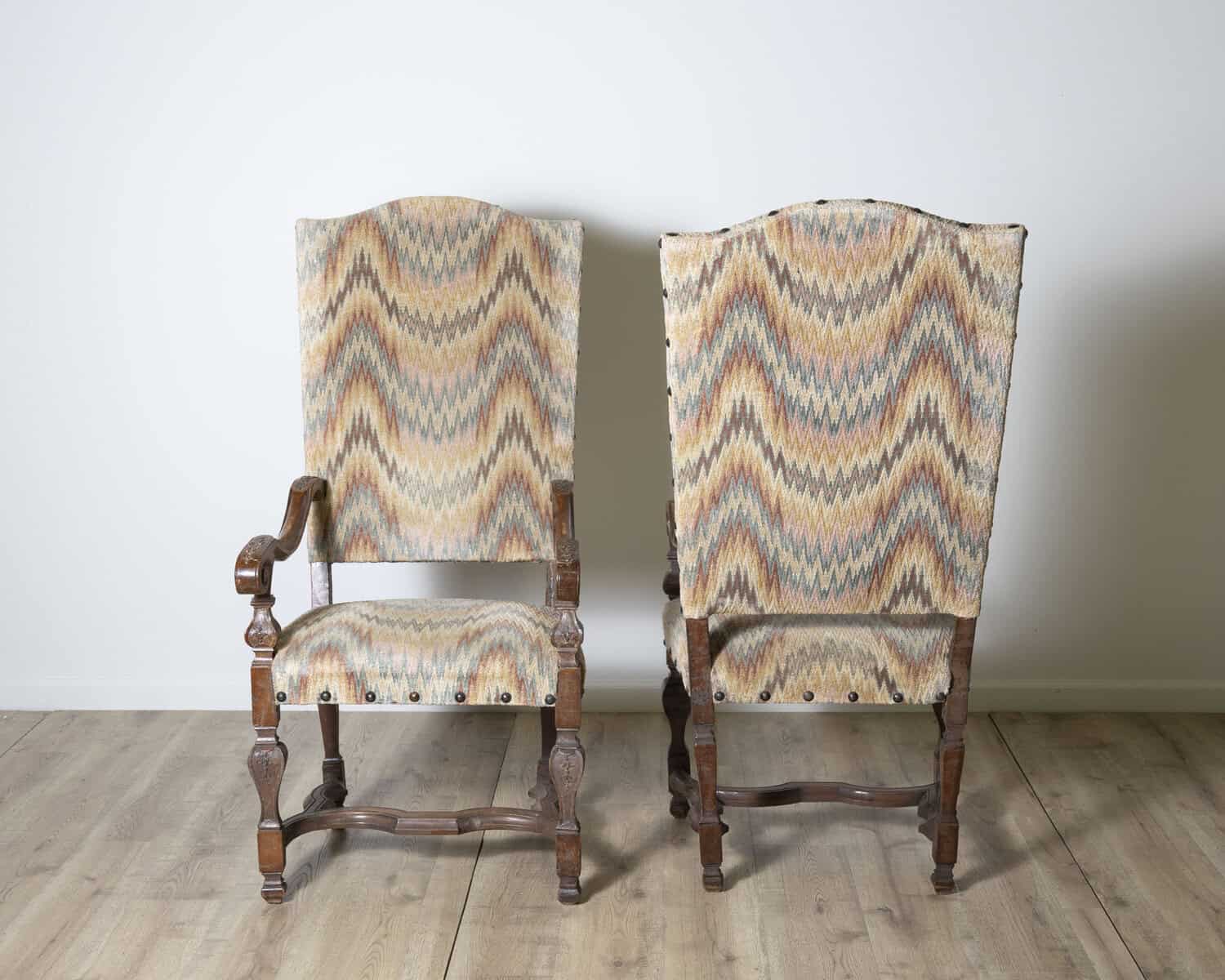 Pair of 18th Century Italian Walnut Arm Chairs - JAA