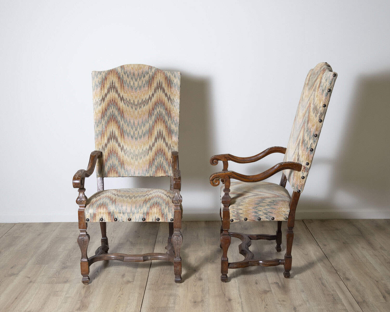 Pair of 18th Century Italian Walnut Arm Chairs - JAA