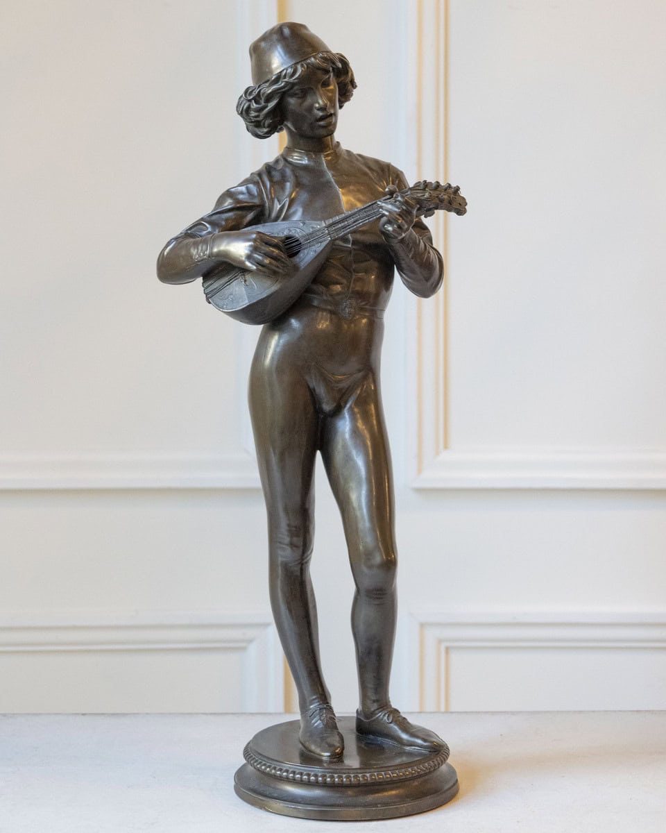 Paul Dubois, “Florentine Singer,” 1865 — Bronze by F. Barbedienne Foundry - JAA