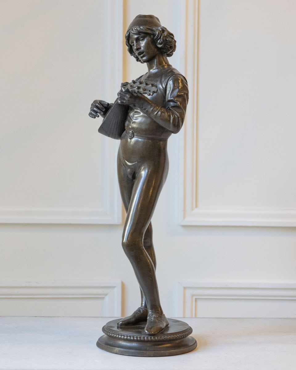 Paul Dubois, “Florentine Singer,” 1865 — Bronze by F. Barbedienne Foundry - JAA