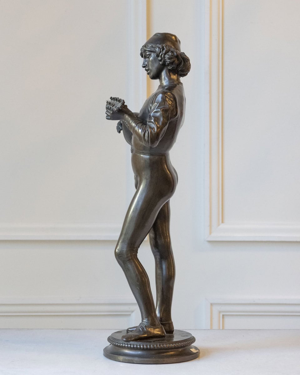 Paul Dubois, “Florentine Singer,” 1865 — Bronze by F. Barbedienne Foundry - JAA