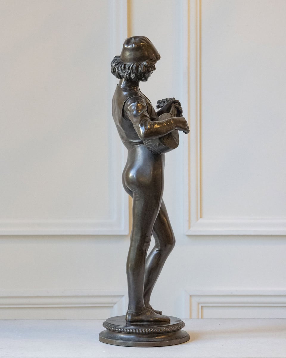 Paul Dubois, “Florentine Singer,” 1865 — Bronze by F. Barbedienne Foundry - JAA