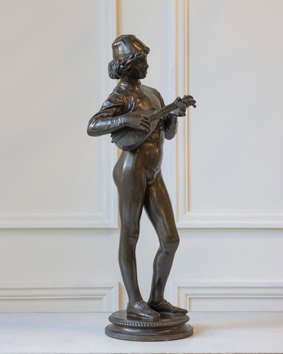 Paul Dubois, “Florentine Singer,” 1865 — Bronze by F. Barbedienne Foundry - JAA