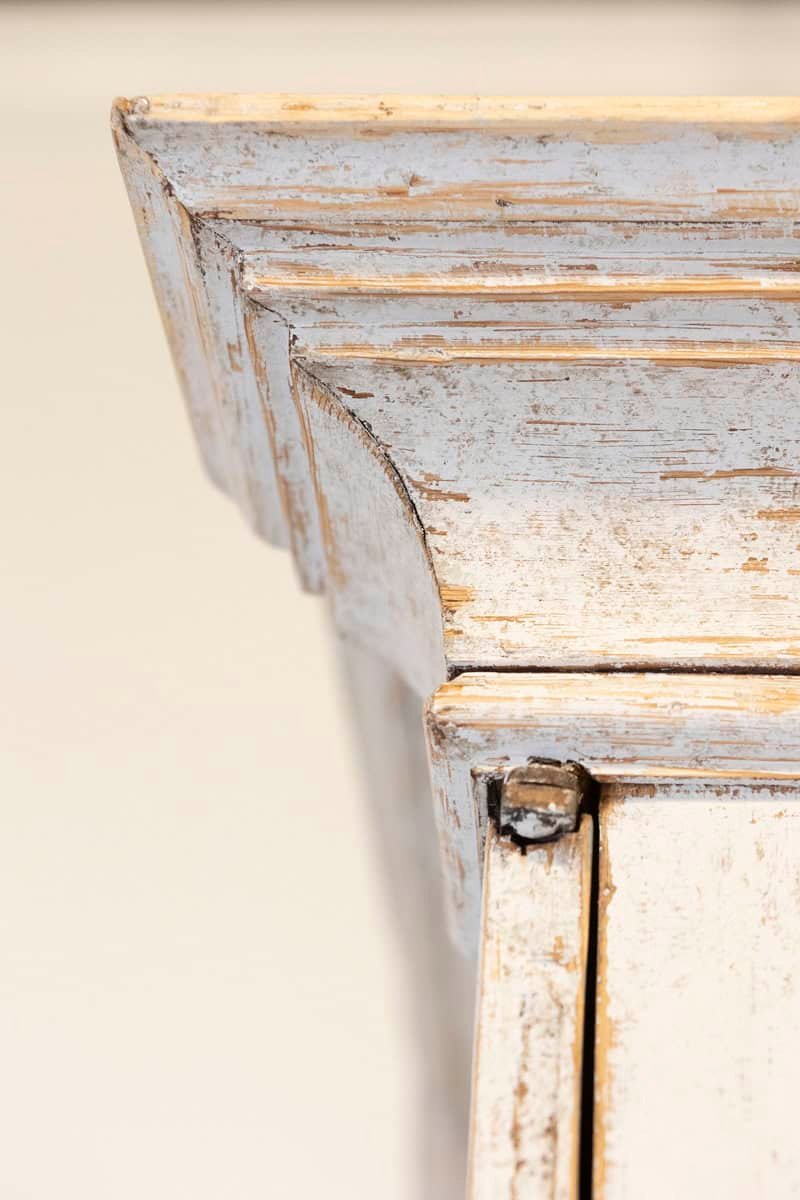 Swedish 1770s Baroque Light Gray Painted Secretary with Slant Front Desk - JAA