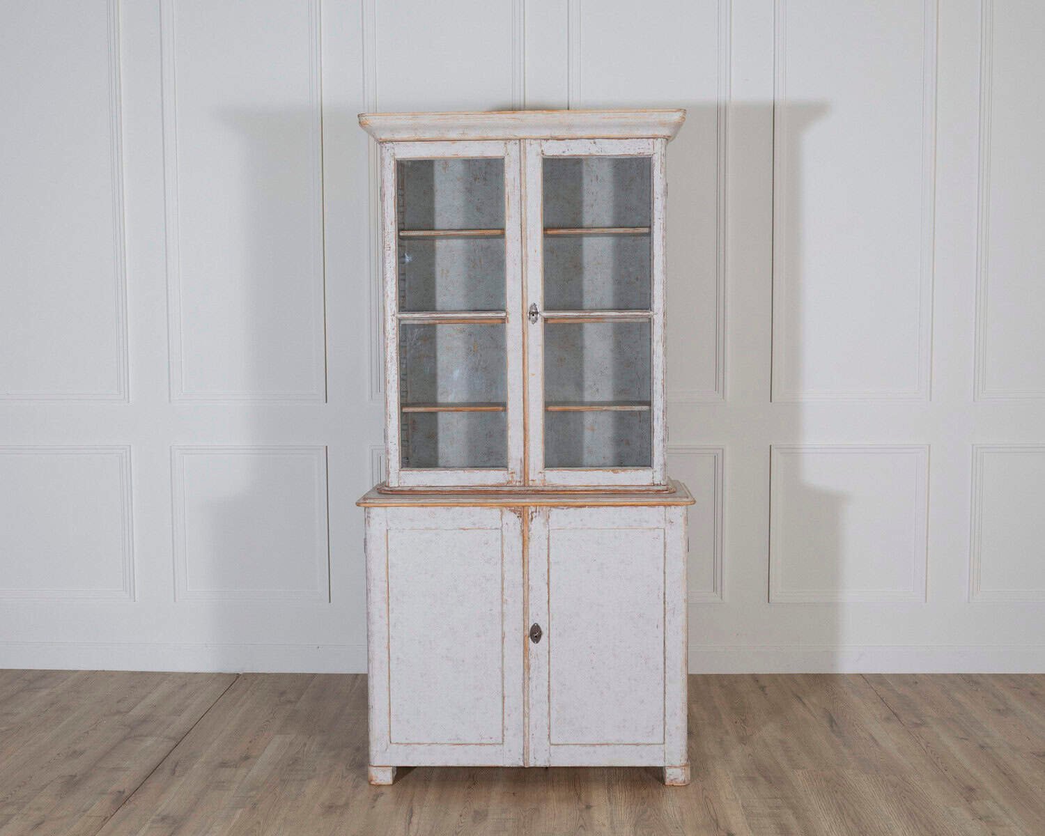 Swedish Late 19th Century Painted Bookcase with Glass Doors - JAA