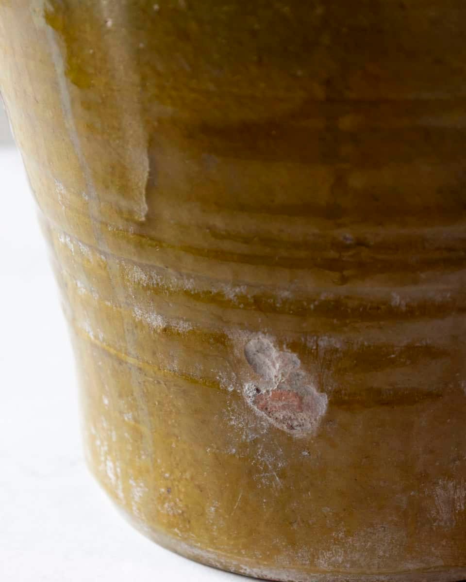 19th Century Spanish Terracotta Jar with Green Glaze and Handles - JAA