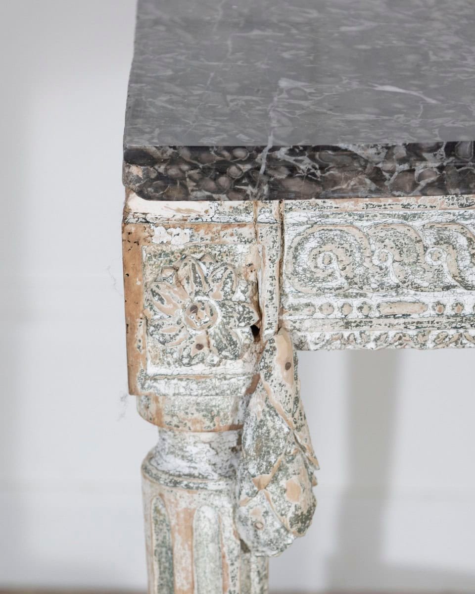 18th Century Louis XVI Period Console Table with Original Saint Anne Marble Top - JAA