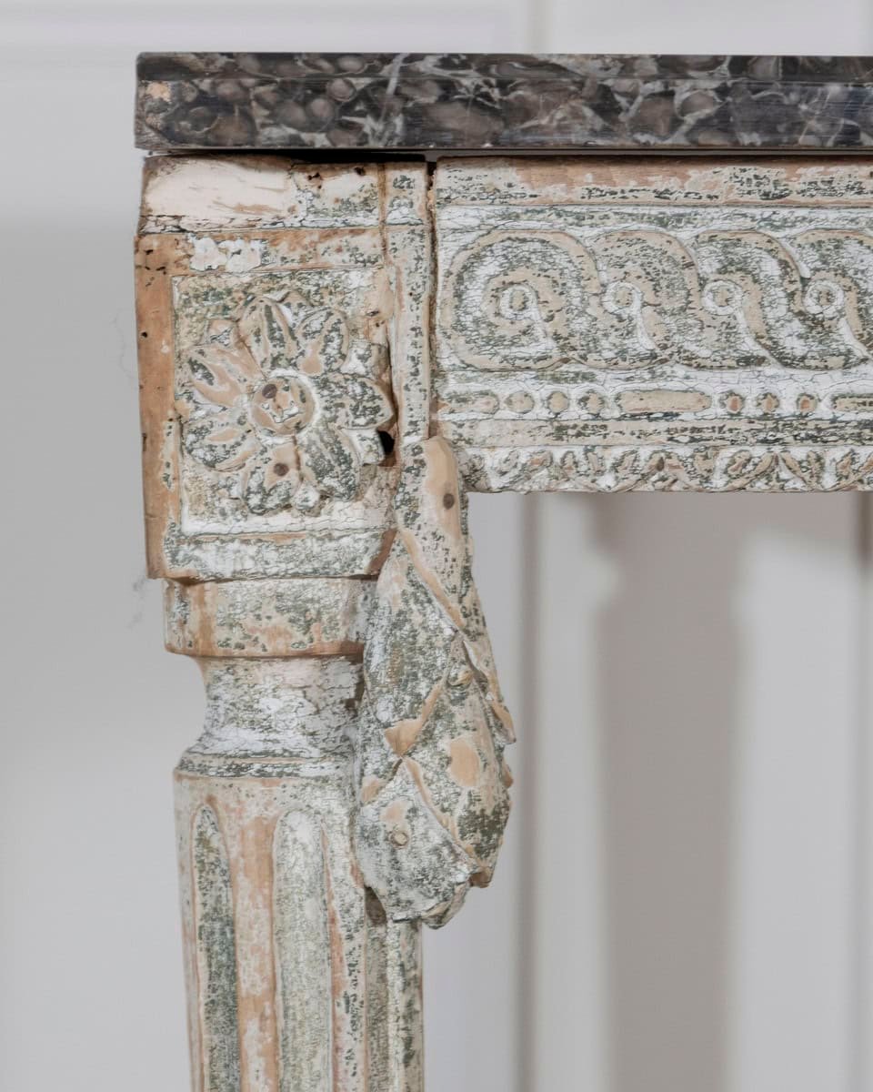 18th Century Louis XVI Period Console Table with Original Saint Anne Marble Top - JAA