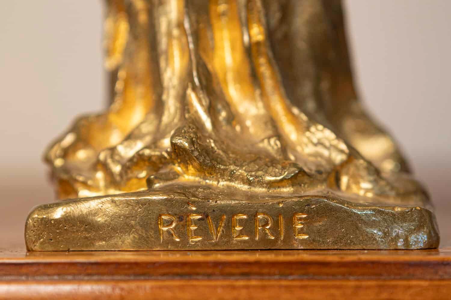 Early 20th-Century French Gilded Metal Statue – “Rêverie” - JAA