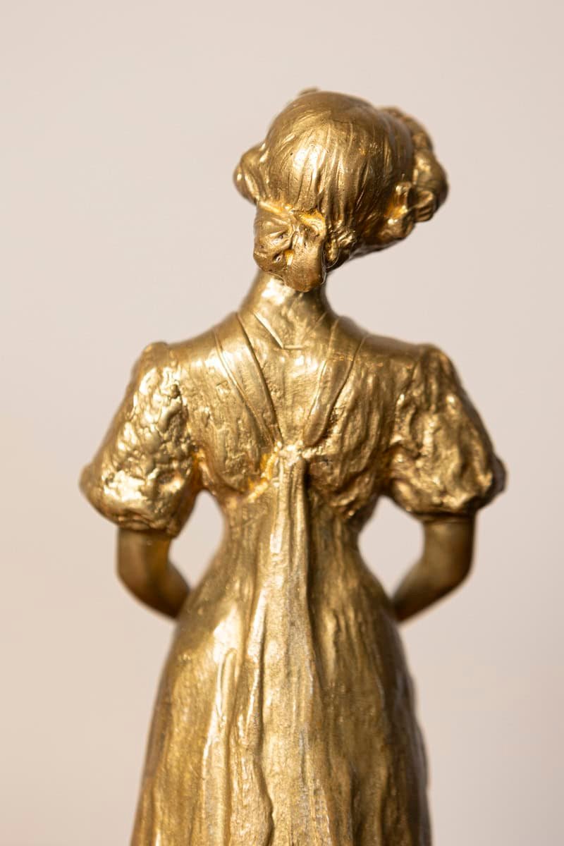 Early 20th-Century French Gilded Metal Statue – “Rêverie” - JAA