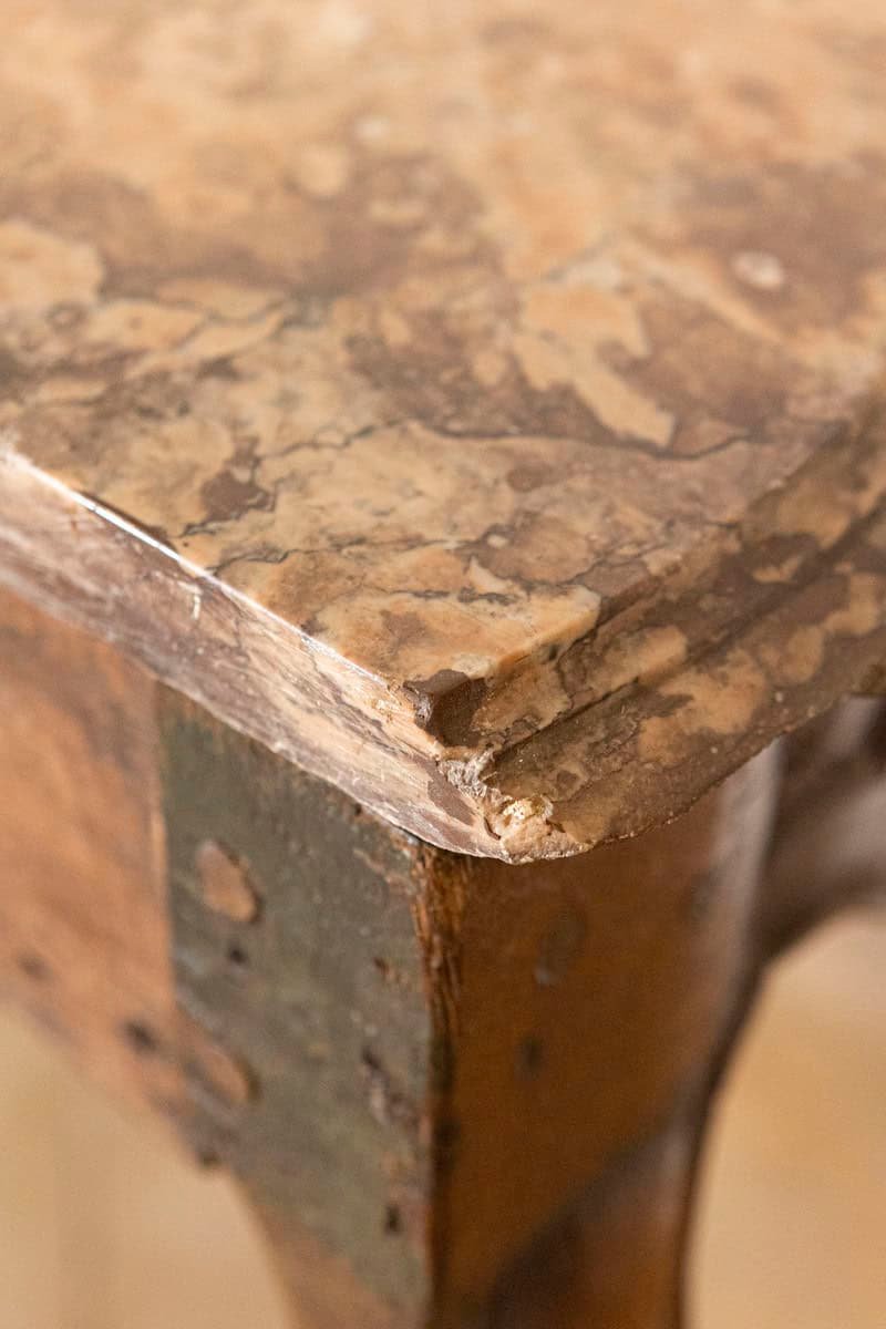 French 1720s Régence Period Walnut Console Table with Original Marble Top - JAA