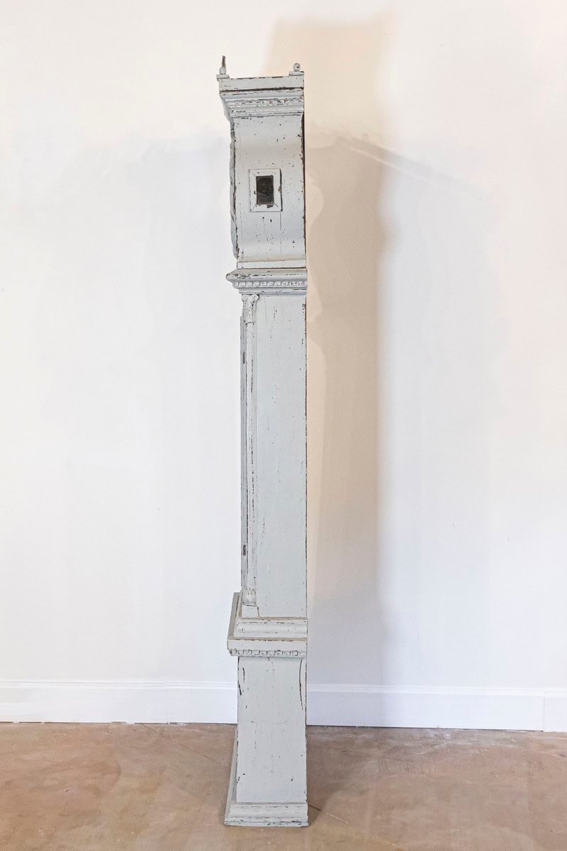Swedish Neoclassical Style Painted Wood Longcase Clock with Carved Palmette - JAA