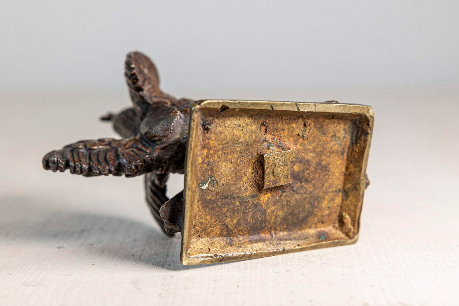 French Cast Bronze 19th Century Rooster Sculpture with Wings Extended Backwards - JAA