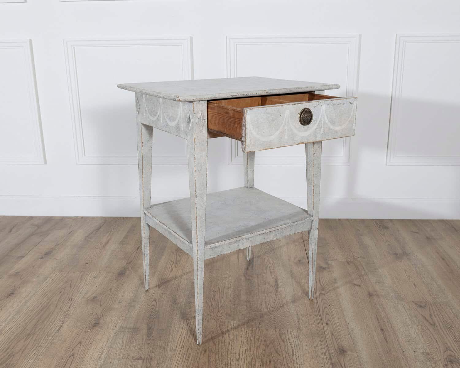 Swedish Gustavian Painted Console Table with Drawer and Shelf, Circa 1860 - JAA