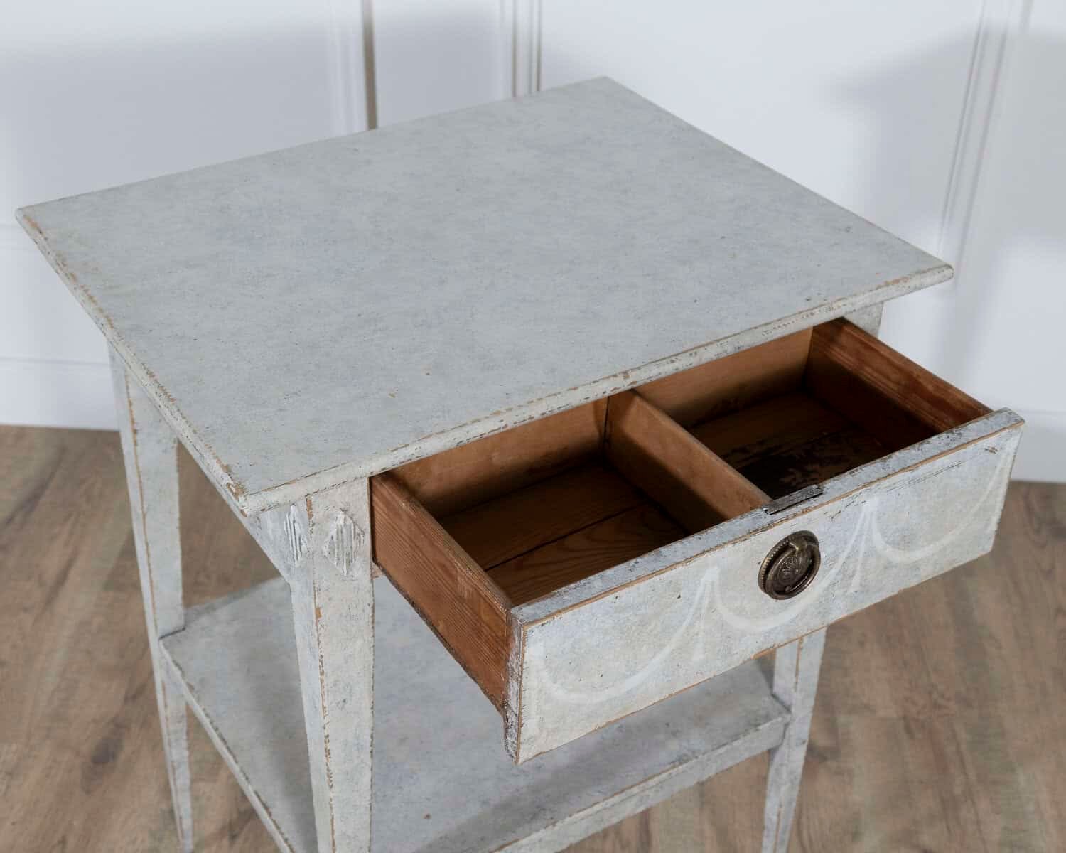 Swedish Gustavian Painted Console Table with Drawer and Shelf, Circa 1860 - JAA