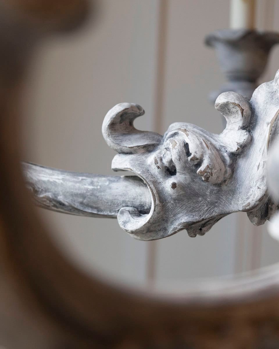 French 20th Century Painted and Carved Wood Chandelier - JAA