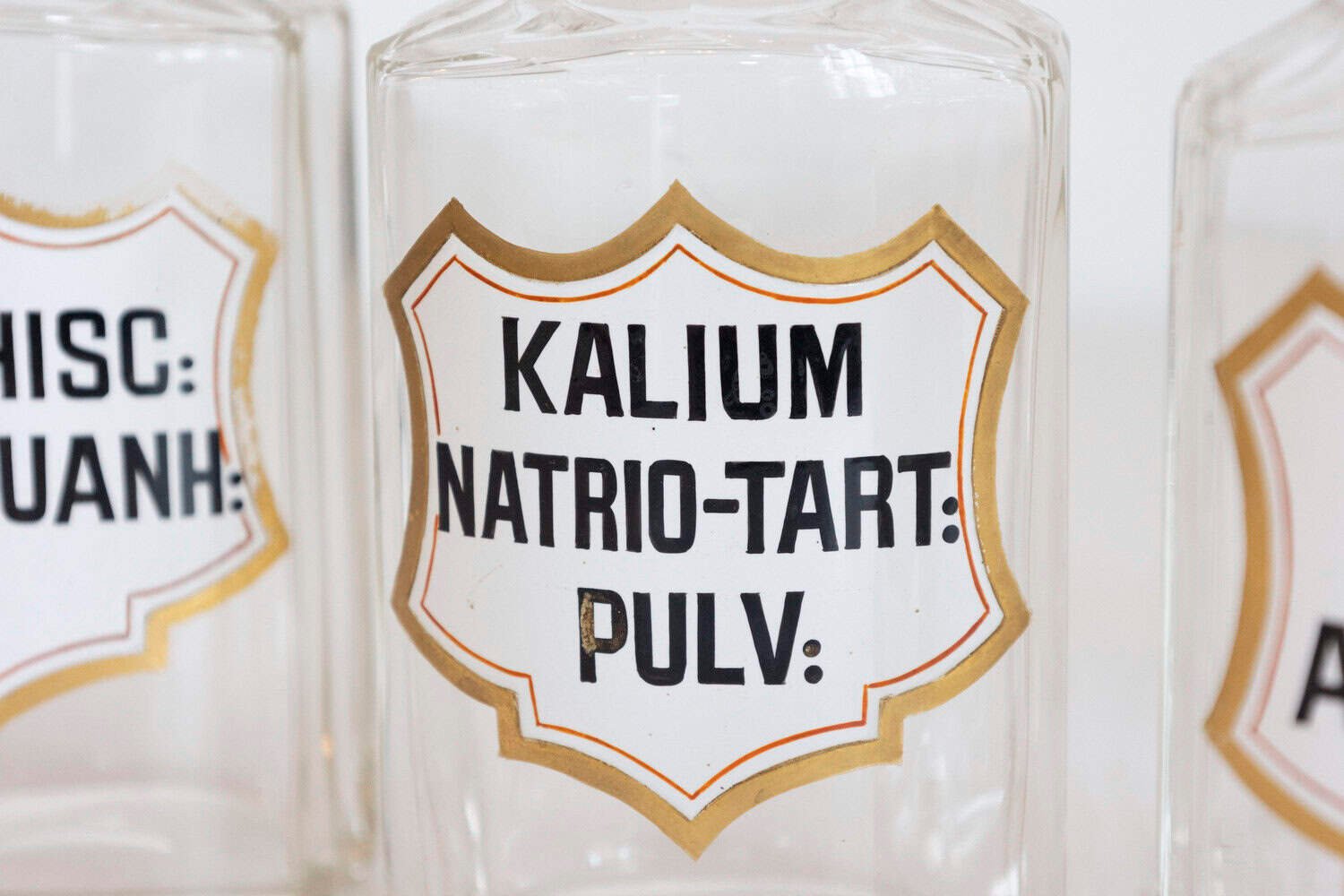 French Louis-Philippe Period 1840s Glass Apothecary Jars with Latin Labels - JAA