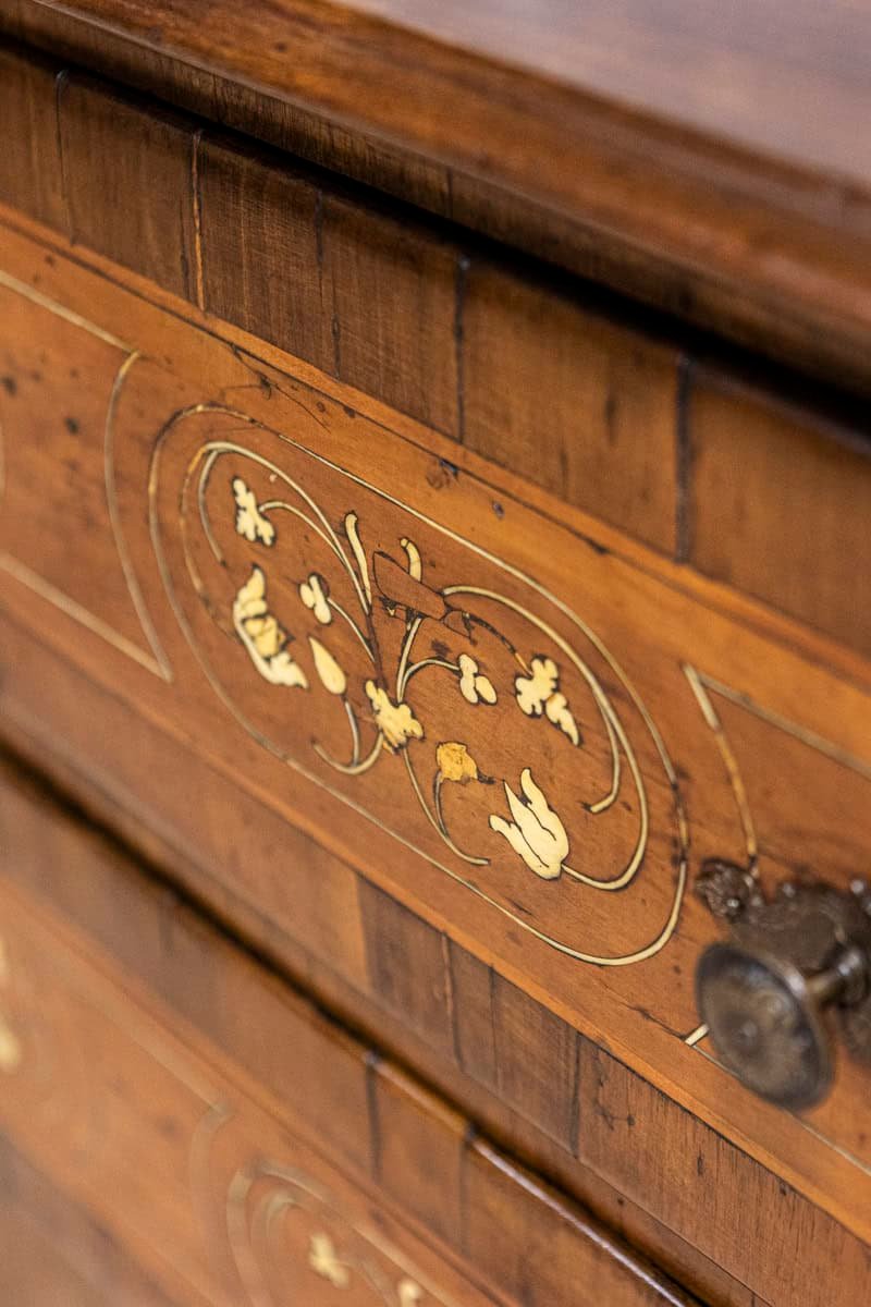 18th Century Italian Walnut, Mahogany and Ash Two-Drawer Commode with Marquetry - JAA