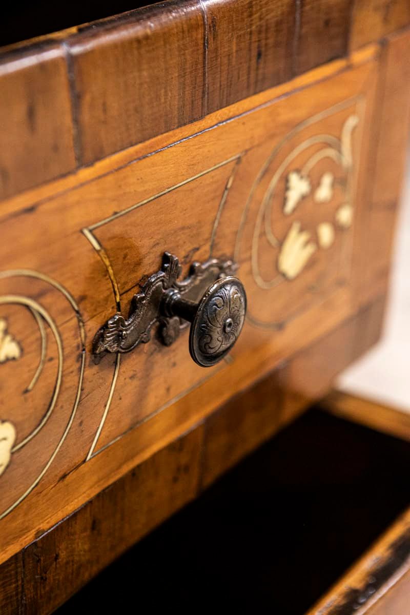 18th Century Italian Walnut, Mahogany and Ash Two-Drawer Commode with Marquetry - JAA