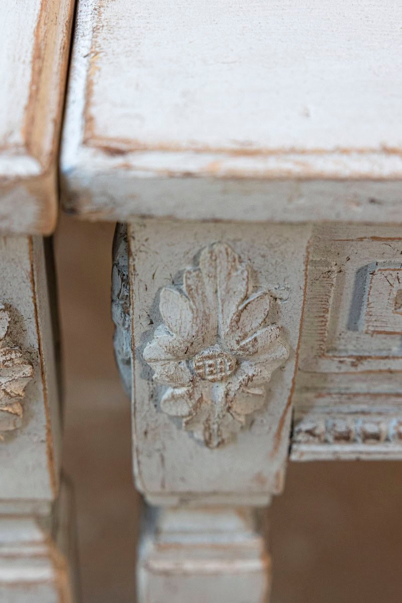 Pair of Swedish Neoclassical Style 1880s Painted Tables with Greek Key Friezes - JAA