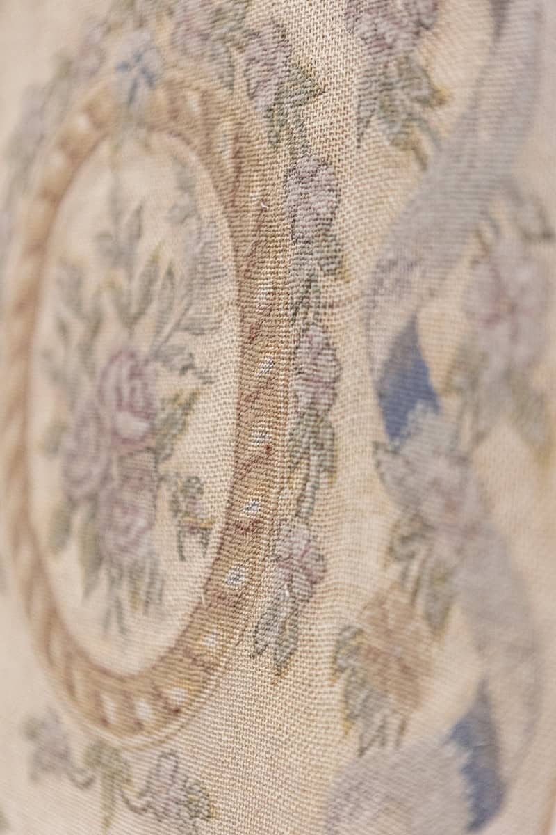 French 19th Century Framed Aubusson Oval Floral Tapestry in Giltwood Frame - JAA