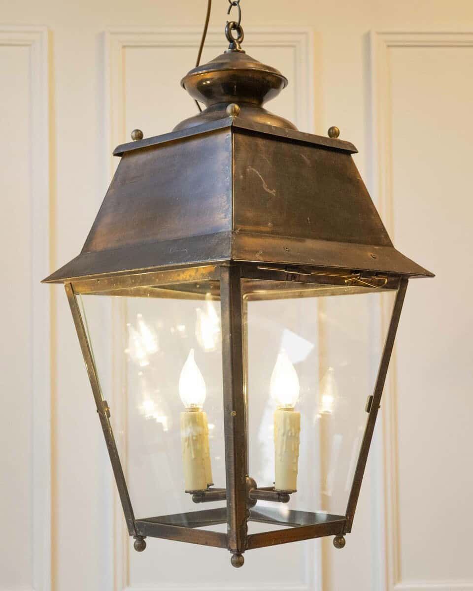 Pair of Early 20th-Century French Copper Hanging Lanterns - JAA