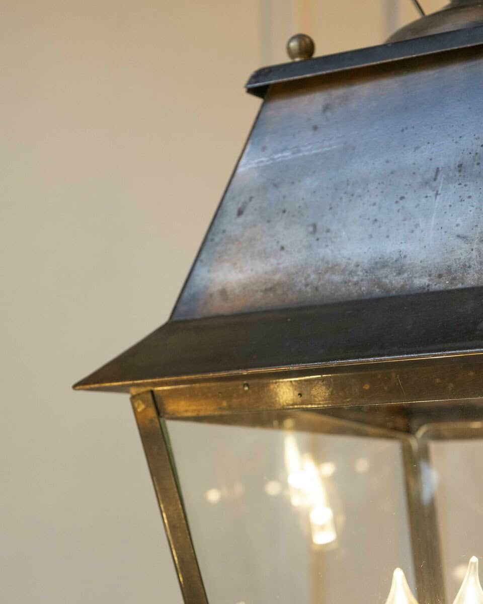 Pair of Early 20th-Century French Copper Hanging Lanterns - JAA