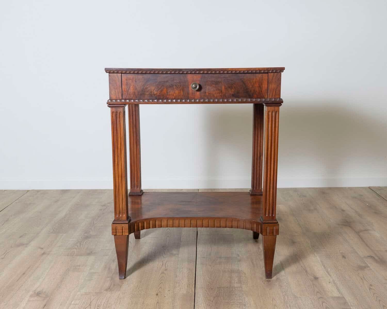 Early 19th Century Italian Walnut Side Table with Fluted Legs - JAA