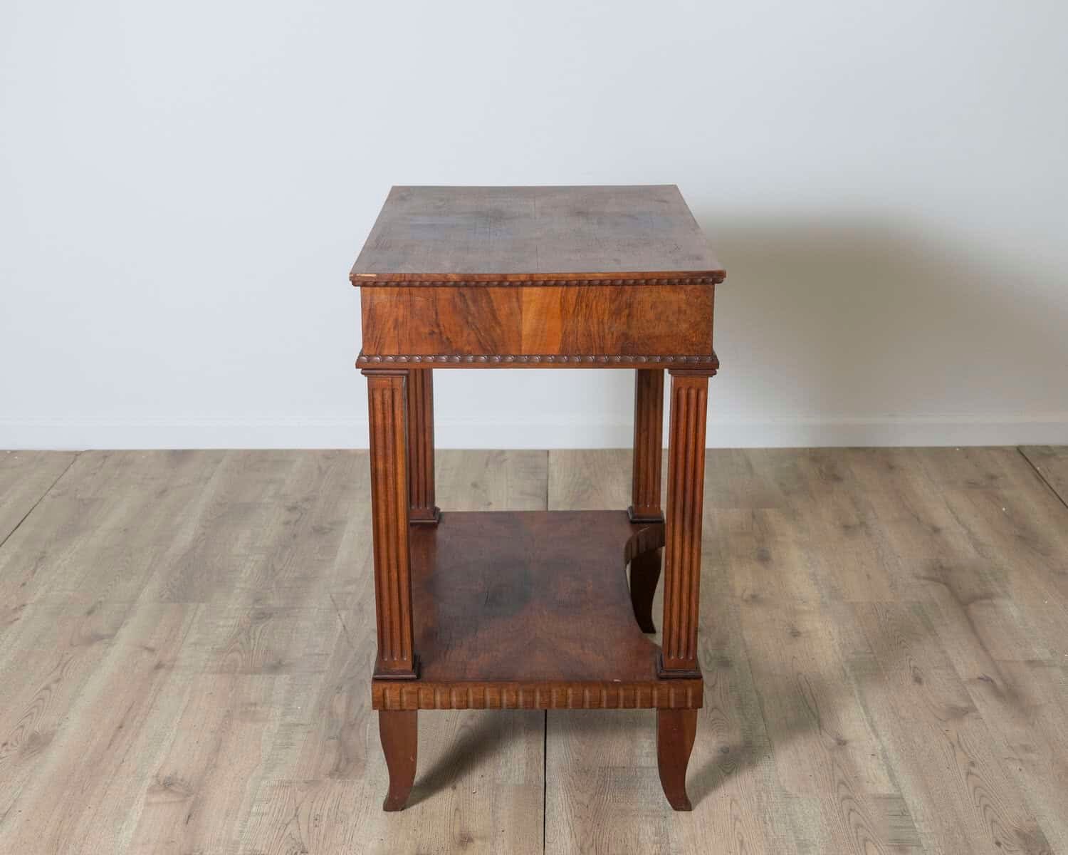 Early 19th Century Italian Walnut Side Table with Fluted Legs - JAA