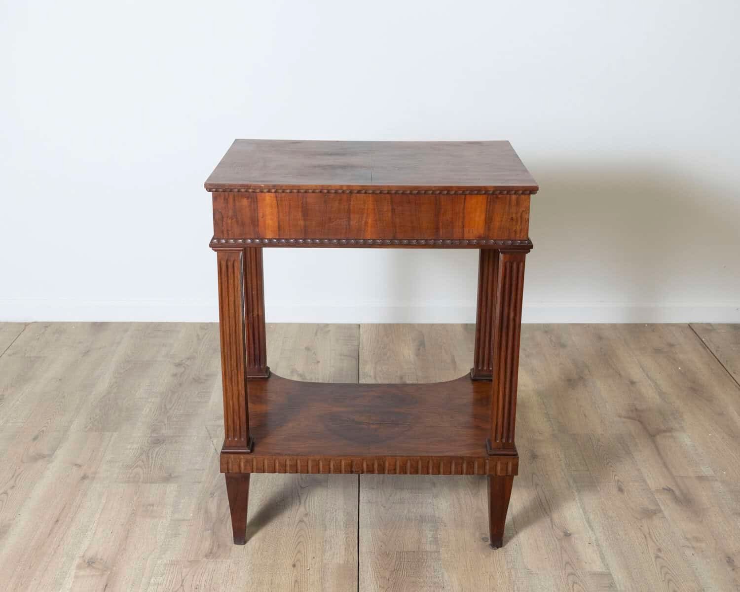 Early 19th Century Italian Walnut Side Table with Fluted Legs - JAA