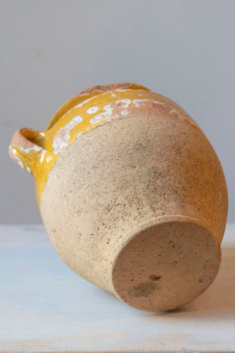 French 19th-Century Terracotta Confit Pot with Mustard Glaze - JAA