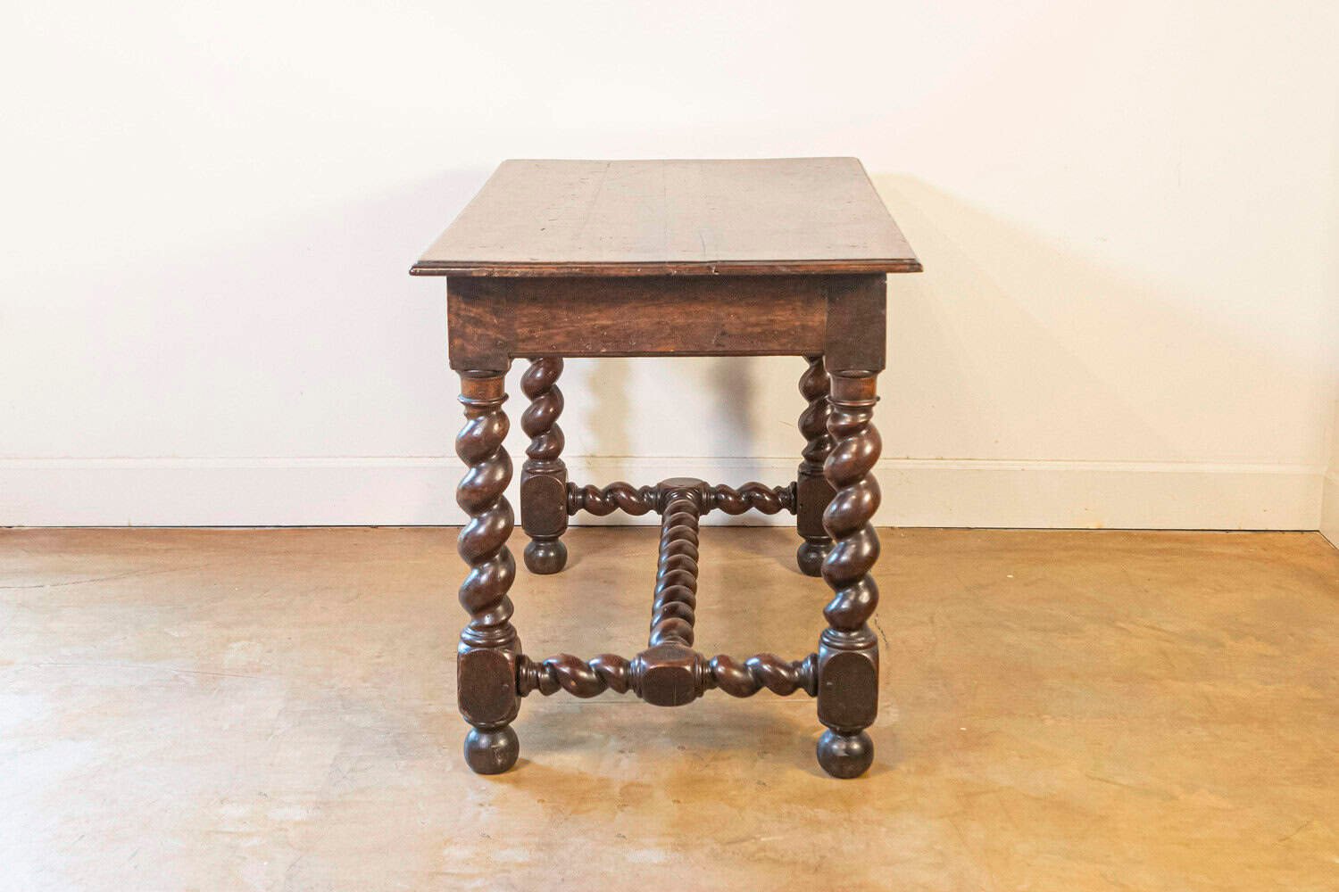 17TH Century French Walnut Side Table with Single Drawer and Barley-Twist Base - JAA