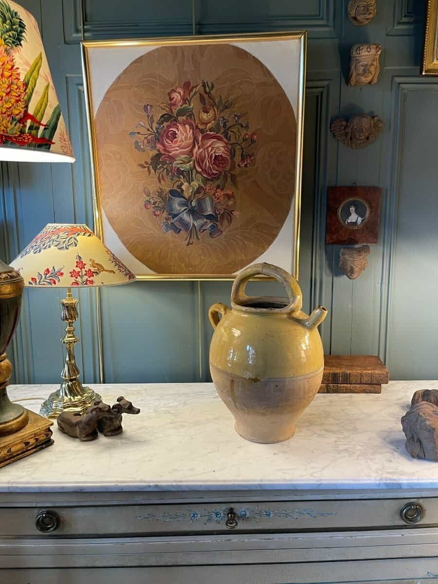 Yellow-Glazed Terracotta Jug, Late 19th–Early 20th Century - JAA