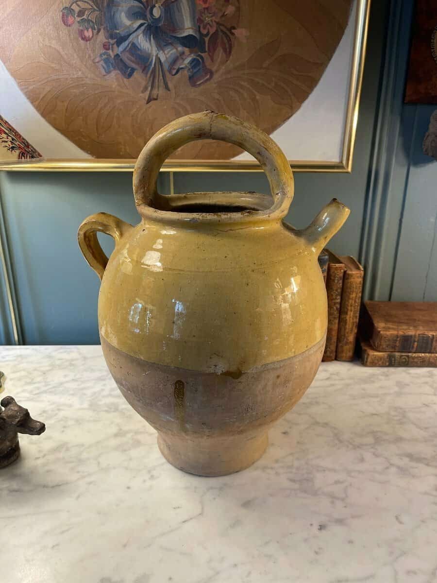 Yellow-Glazed Terracotta Jug, Late 19th–Early 20th Century - JAA