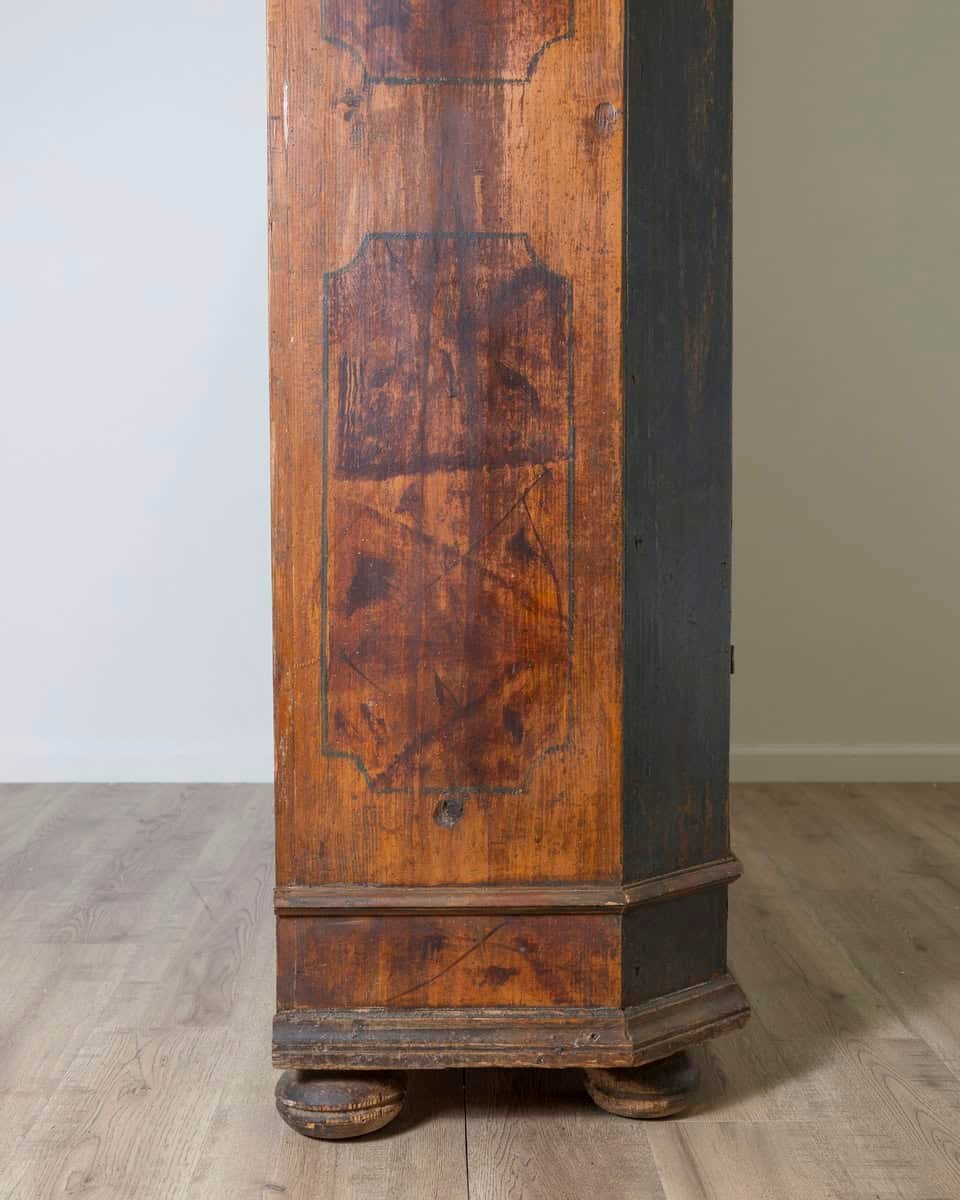 Alpine Blue Painted Wardrobe with Floral Panels, 19th Century - JAA