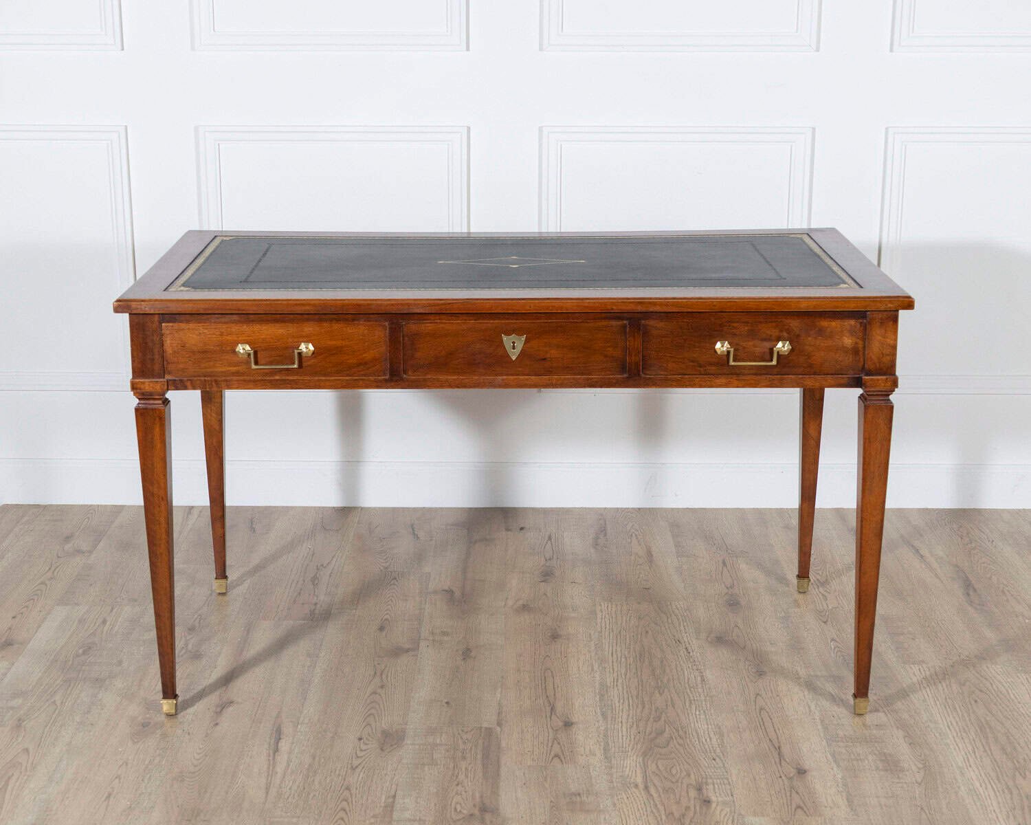 Louis XVI-Style Mahogany Writing Desk with Leather Top - JAA