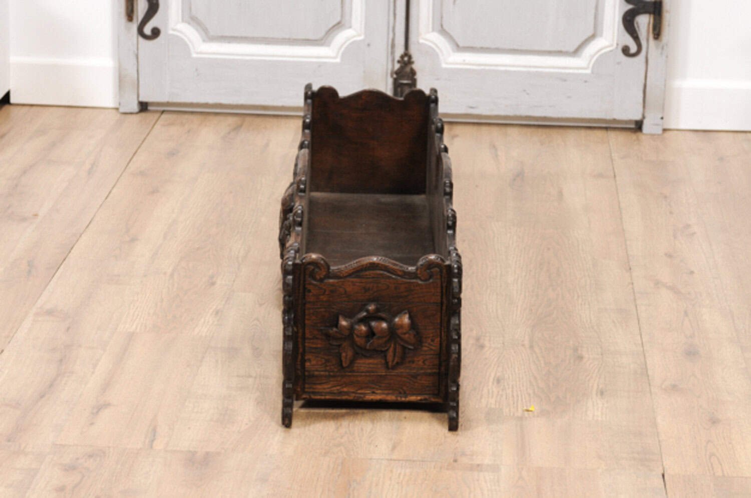 1890s French Oak Planter with Carved Gardening Themed Frieze - JAA